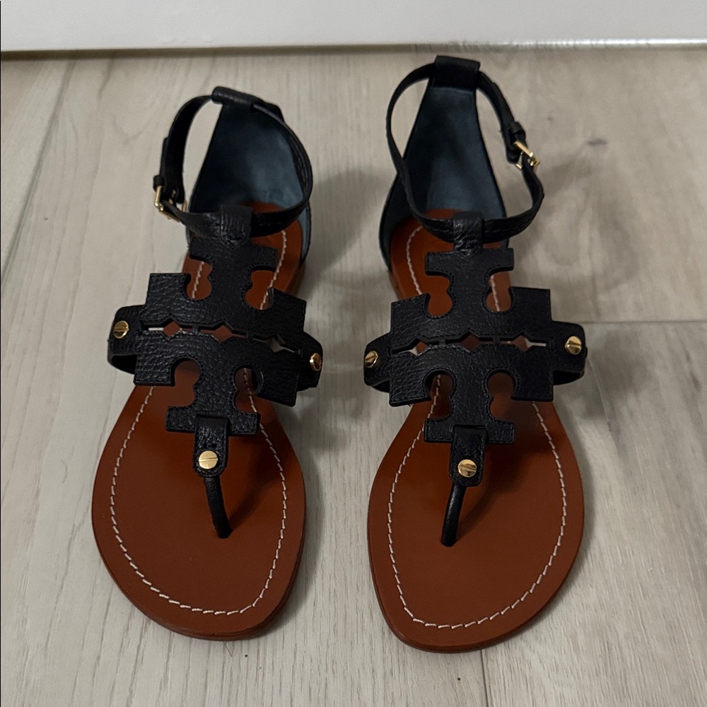 Tory Burch Black Leather Sandals size 8